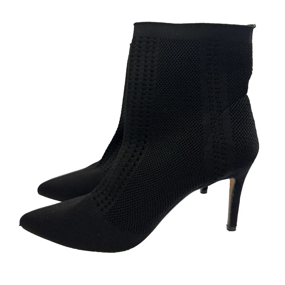 Catherine Malandrino Donito Black Knit Pointed Toe Ankle Booties Women’s 9